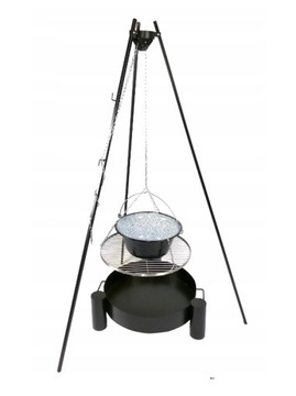Trójnóg z Kociołkiem Emaliowanym14L+Palenisko 50cm