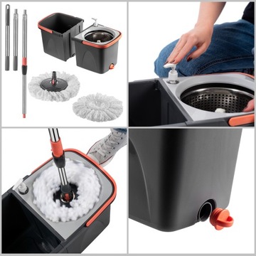 ВРАЩАЮЩАЯСЯ ШВАБРА С КРУГЛЫМ ДИСПЕНСЕРОМ ДЛЯ ЧИСТКИ, 18 Л.