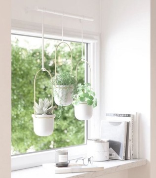 УМБРА Цветочный горшок, подвесная крышка, ТРИФЛОРА, белый с золотом