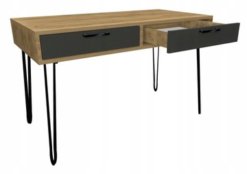 Туалетный столик, консоль из крафтового дуба, черные 80 черных ножек