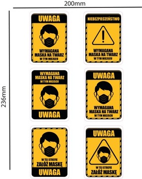 Предупреждающие наклейки рабочая маска Пандемия