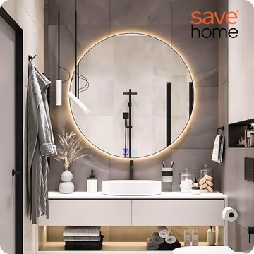 СВЕТОДИОДНОЕ ЗЕРКАЛО ДЛЯ ВАННОЙ 80 СМ КРУГЛОЕ С ПОДСВЕТКОЙ БЕЗ ПАРА 3 ЦВЕТА