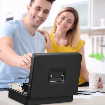 Металлический денежный ящик для купюр, монет, вместительный бокс КНУ-02БЛ