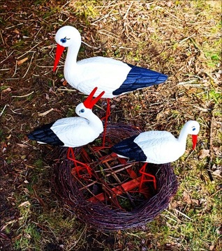 Декоративная садовая фигурка - 3 АИСТА + ГНЕЗДО