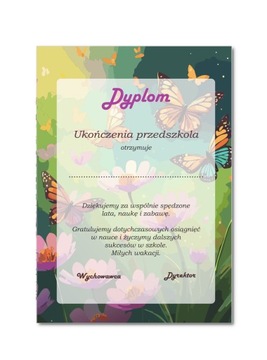 Dyplom UKOŃCZENIA PRZEDSZKOLA na koniec przedszkola A4 sztywny papier