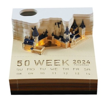 KALENDARZ 2024 PAPIEROWA RZEŹBA 3D ZAMEK NOTATNI