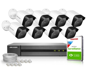 HIKVISION Zestaw kamer do monitoringu IP PoE 4MP P2P Detekcja 1TB IR30 IP67
