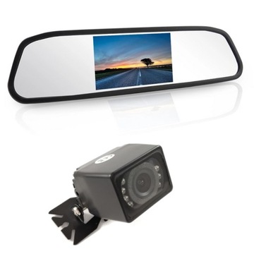 Kamera cofania do samochodu Monitor na lusterko do Busa Koparki Kampera 12V