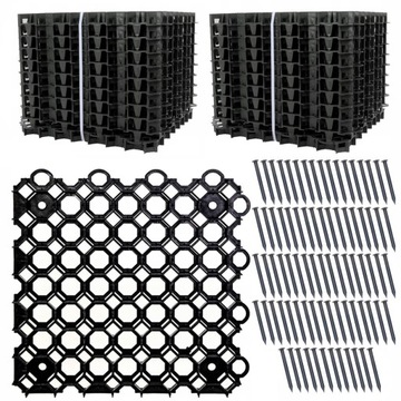 Парковочная решетка Ажурная газонная георешетка 50х50х4см + Анкеры 80 шт.