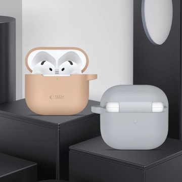 СИЛИКОНОВЫЙ ЧЕХОЛ TECH PROTECT ДЛЯ APPLE AIRPODS 4, ЧЕРНАЯ КРЫШКА
