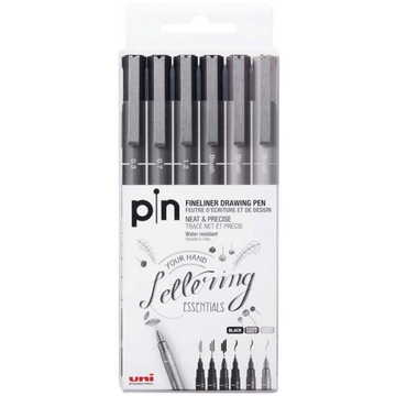 Cienkopis UNI PIN kpl.6s 0,3 0,7 1,2 + brushe