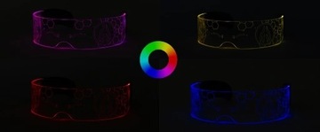 OKULARY RGB LED 7 KOLORÓW MAYDAY SUNRISE BATERIE