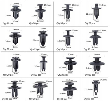 НАБОР АВТОМОБИЛЬНЫХ ЗАЖИМОВ 625 шт. + СЪЕМНИК