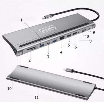 ДОК-СТАНЦИЯ-концентратор USB-C 12в1 RJ45 2x HDMI 4K M1