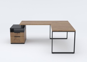 Угловой письменный стол в стиле лофт с контейнером