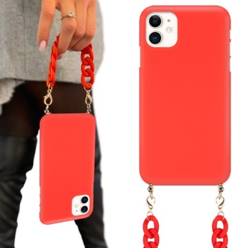 Etui Matowe Czerwone Łańcuszek BLINK do IPHONE 11