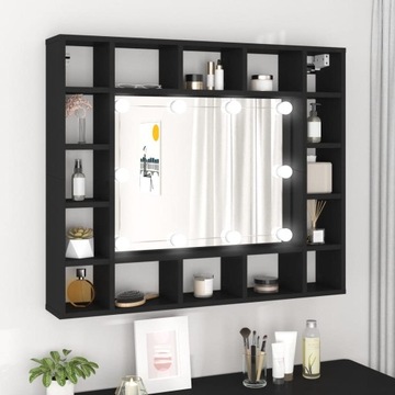 Szafka z lustrem i oświetleniem LED, czarna, 91x15x76,5 cm