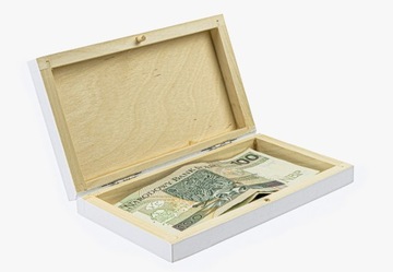 Drewniane pudełko na banknoty pieniądze prezent B