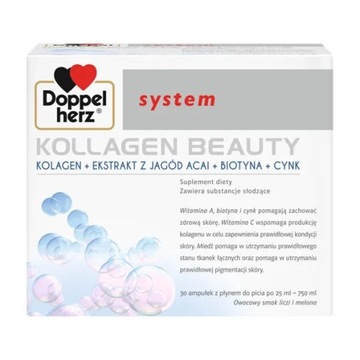 Doppelherz system Kollagen Beauty, płyn, ampułki, 30 sztuk, 25 ml