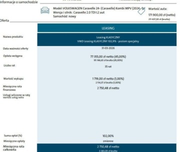 Volkswagen Caravelle T6 2025 Volkswagen Caravelle 2.0 TDI 150 KM Automat L2 2.0 Diesel 150KM, zdjęcie 1