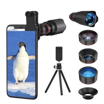 ZESTAW 4W1 MAKRO TELE FISHEYE NA TELEFON ZE STATYWEM