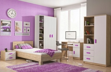 Комплект мебели из 6 предметов, шкаф, полка, письменный стол, кровать.