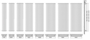 Вертикальный радиатор Rene 180 x 41 разные цвета мощность 820 Вт