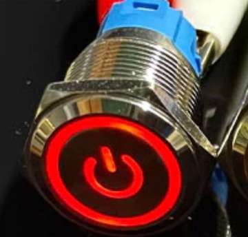 Przycisk przełącznik 16mm metalowy LED 230V mo