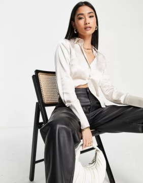 TOPSHOP KOSZULA DAMSKA SATYNOWA BEŻOWA 36S 1VAE