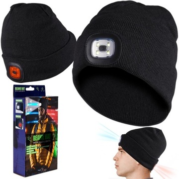 Шапка с ФОНАРЕМ, светодиодное освещение, теплый зимний налобный фонарь, изолированные батарейки.