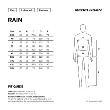 REBELHORN RAIN Мужской дождевик из двух частей, размер 3XL