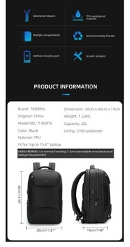 TIGERNU T-B3976 рюкзак для ноутбука 15,6 дюйма
