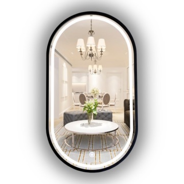 ЧЕРНОЕ ЗЕРКАЛО ОВАЛЬНОЕ С ПОДСВЕТКОЙ 60х95 СМ С ВЫКЛЮЧАТЕЛЕМ