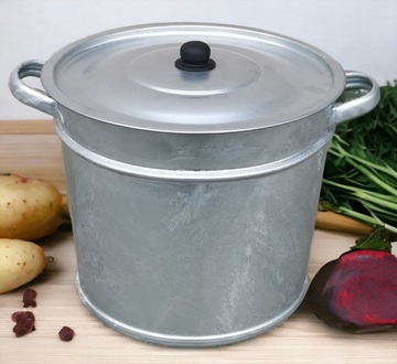 Бойлер из оцинкованной стали, 40 см, крышка, сито, кастрюля, прочная оцинкованная кастрюля, 39 л.