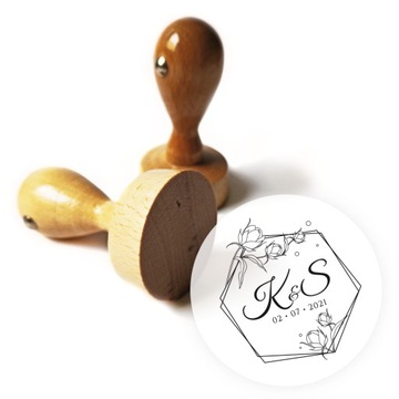 Pieczątka stempel ślubny drewniany