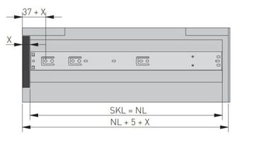 Шариковые направляющие VERSALITE GTV для ящиков 350 мм, бесшумное закрывание, грузоподъемность 25 кг.