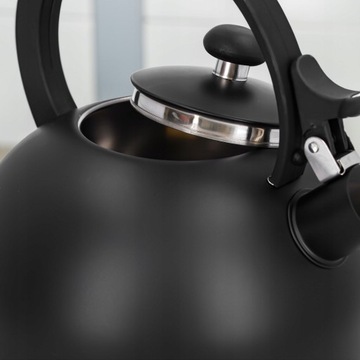 СТАЛЬНОЙ ЧАЙНИК 3л ретро черный со свистком для индукционной и газовой плиты