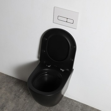 STELAŻ ARBO + MISA WC ARBO MATOWA CZARNA/BLACK + PRZYCISK CZARNY/ZŁOTY