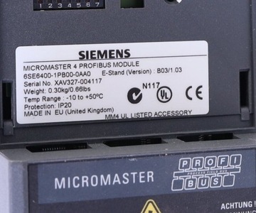 SIEMENS 6SE6400-1PB00-0AA0 PROFIBUS МОДУЛЬ МИКРОМА