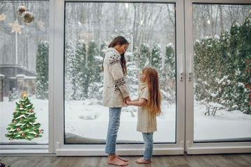 Naklejka transparentna ŚWIĄTECZNA na okno CHOINKA naklejka dwustronna