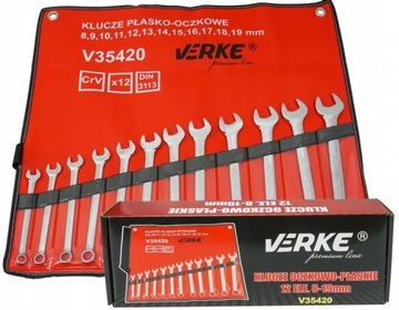 KLUCZE PŁASKO-OCZKOWE 8-19mm VERKE ZESTAW 12 EL