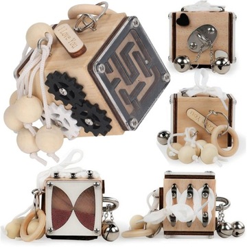 Kostka manipulacyjna MONTESSORI sensoryczna fidget tablica manipulacyjna