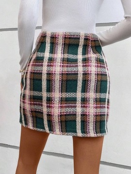 SHEIN mini sztywna spódniczka w kratę XL