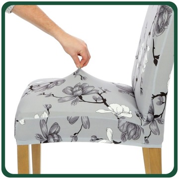 ЧЕХОЛ НА СТУЛ СЕРЫЙ С ЦВЕТОЧНЫМИ УЗОРАМИ ГИБКИЕ УНИВЕРСАЛЬНЫЕ ЧЕХОЛЫ