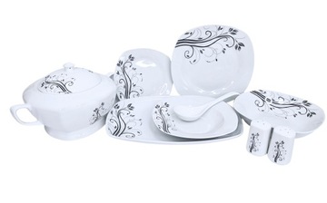 SERWIS OBIADOWY KOMPLET TALERZY ZASTAWA STOŁOWA ZESTAW NA 12 OSÓB PORCELANA