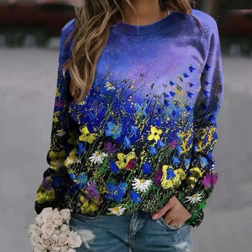 Bluza damski Kwiatowe bluzy damskie modna bluza z kapturem dziewczęce płasz