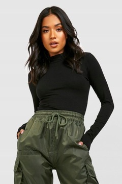 BOOHOO PETITE GŁADKIE BODY Z DŁUGIM RĘKAWEM XS