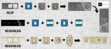 RAMKA SZKLANA POJEDYNCZA SZARA DO GNIAZDA 230 DO GNIAZDEK DC SMART HOME 1F