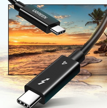 Кабель USB-C — USB-C UGREEN US501, Gen3, 100 Вт, 4K, 0,8 м (черный)