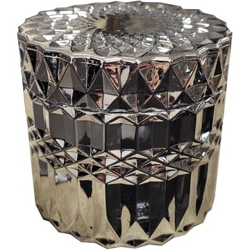 Szklana szkatułka pojemnik Bombonierka Cukiernica 9 x 8,5 cm 360 ml Lustro